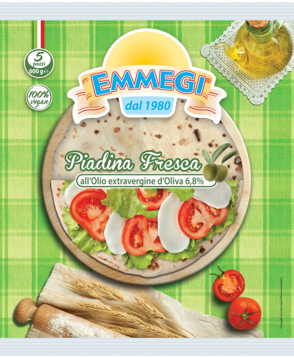 Thin fresh piadina with Extra Virgin Olive Oil  5 pcs. 600 gr.