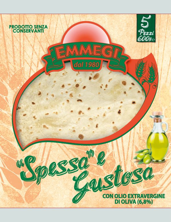 Piadina Spessa & Gustosa Olio e.v.o. gr.600